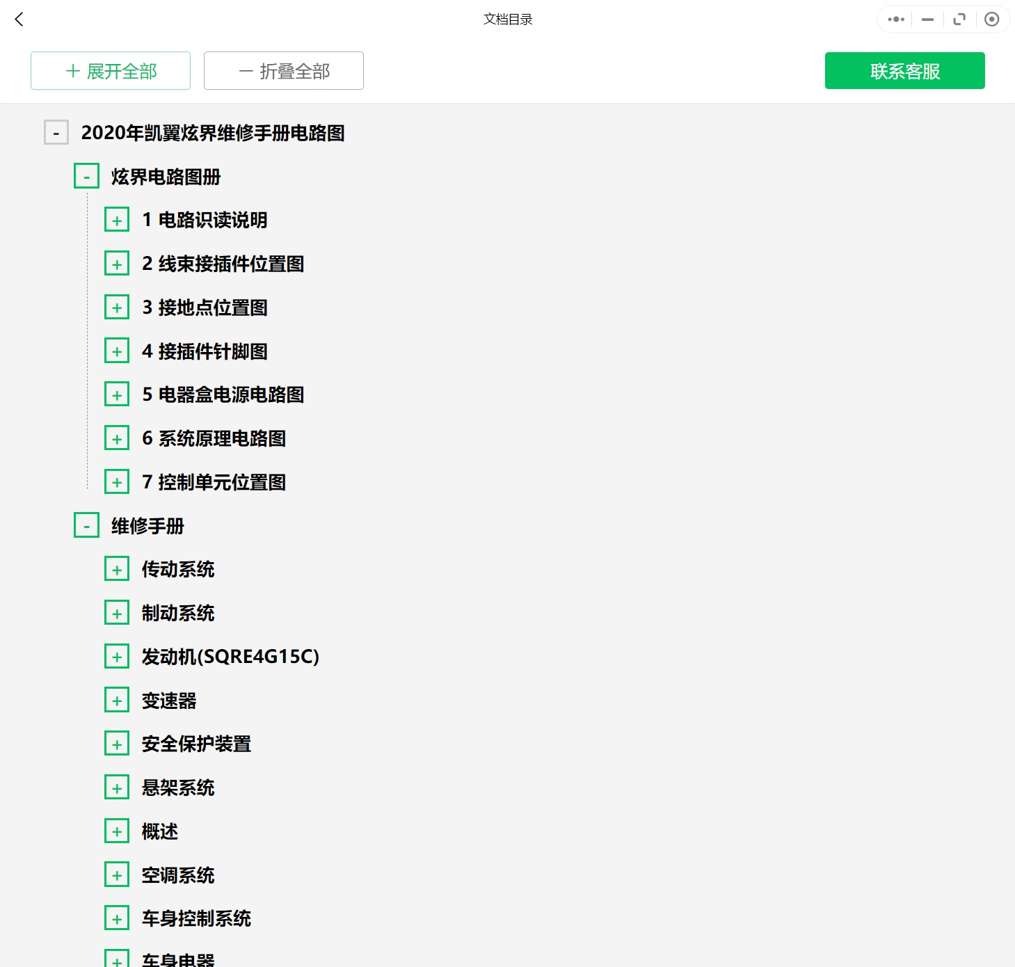 2014-2020年款凯翼汽车维修手册和电路图线路接线图资料更新汽修帮手资料库